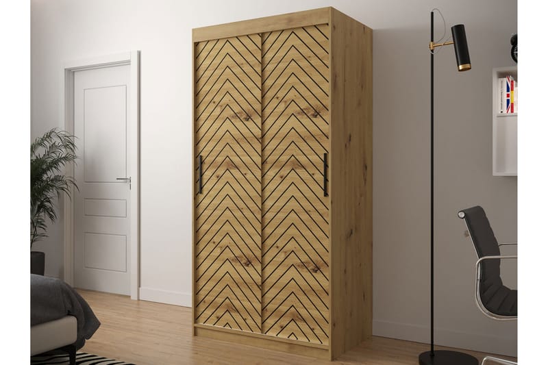 Garderobe 100 - Svart|Natur - Oppbevaring - Klesoppbevaring - Garderober & garderobesystem