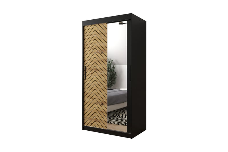 Garderobe 100 - Svart|Natur - Oppbevaring - Klesoppbevaring - Garderober & garderobesystem