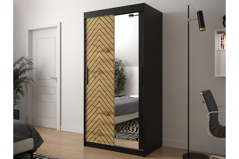 Garderobe 100 - Svart|Natur - Oppbevaring - Klesoppbevaring - Garderober & garderobesystem