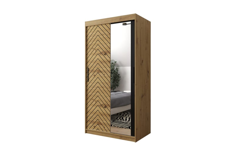 Garderobe 100 - Svart|Natur - Oppbevaring - Klesoppbevaring - Garderober & garderobesystem