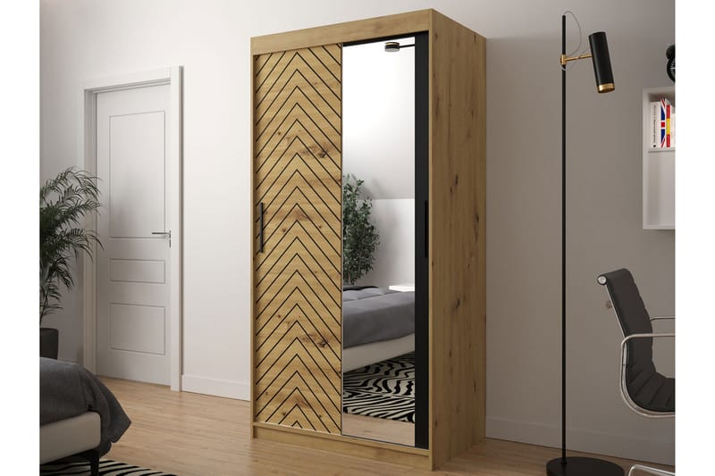 Garderobe 100 - Svart|Natur - Oppbevaring - Klesoppbevaring - Garderober & garderobesystem
