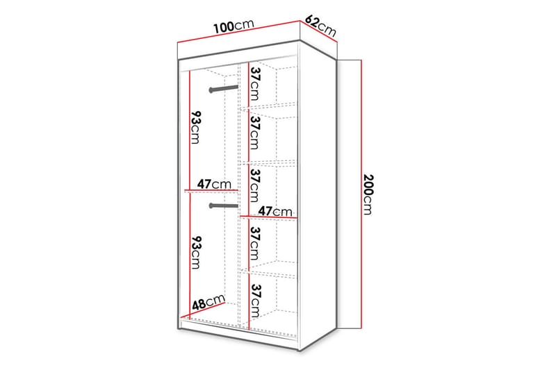 Garderobe 100 - Svart|Natur - Oppbevaring - Klesoppbevaring - Garderober & garderobesystem