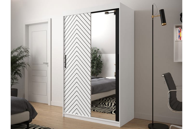 Garderobe 120 - Hvit|Svart - Oppbevaring - Klesoppbevaring - Garderober & garderobesystem