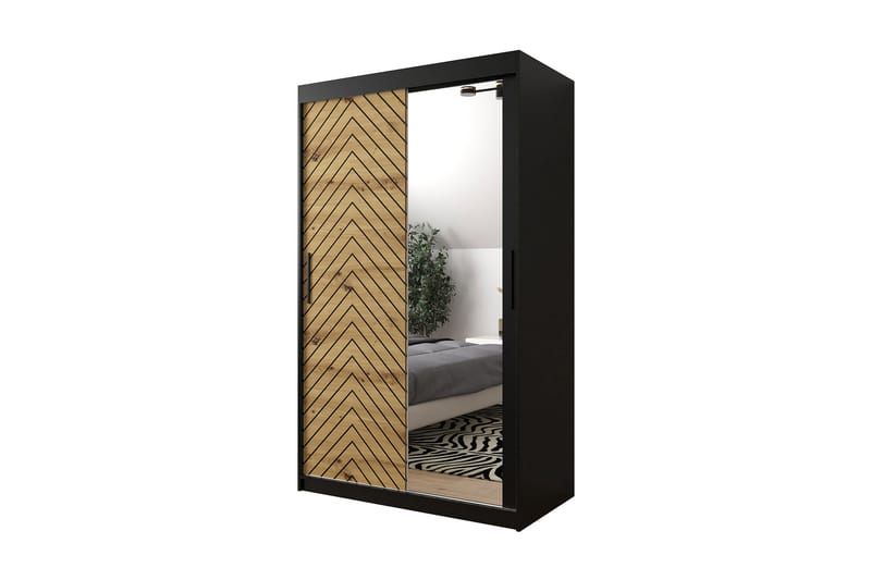 Garderobe 120 - Svart|Natur - Oppbevaring - Klesoppbevaring - Garderober & garderobesystem