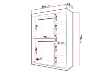 Garderobe 150 - Svart|Natur - Oppbevaring - Klesoppbevaring - Garderober & garderobesystem
