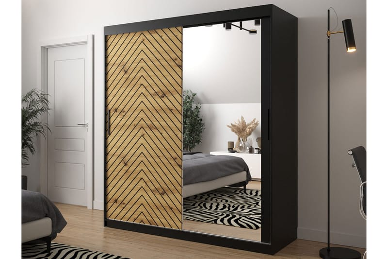 Garderobe 180 - Svart|Natur - Oppbevaring - Klesoppbevaring - Garderober & garderobesystem