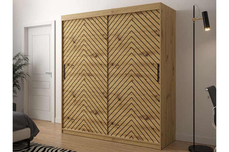 Garderobe 180 - Svart|Natur - Oppbevaring - Klesoppbevaring - Garderober & garderobesystem