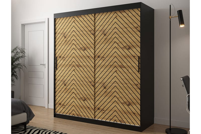 Garderobe 180 - Svart|Natur - Oppbevaring - Klesoppbevaring - Garderober & garderobesystem