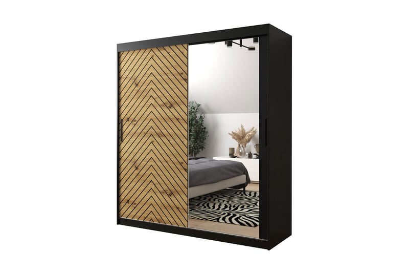 Garderobe 180 - Svart|Natur - Oppbevaring - Klesoppbevaring - Garderober & garderobesystem