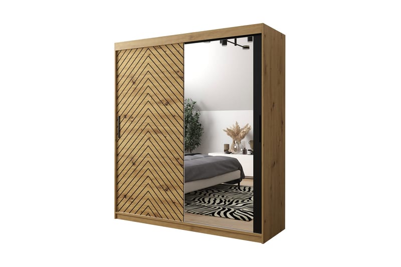 Garderobe 180 - Svart|Natur - Oppbevaring - Klesoppbevaring - Garderober & garderobesystem