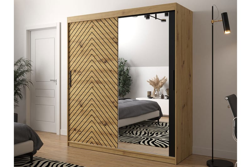 Garderobe 180 - Svart|Natur - Oppbevaring - Klesoppbevaring - Garderober & garderobesystem