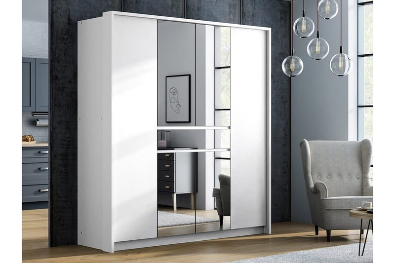 Garderobe 200 cm - Hvit - Oppbevaring - Klesoppbevaring - Garderober & garderobesystem