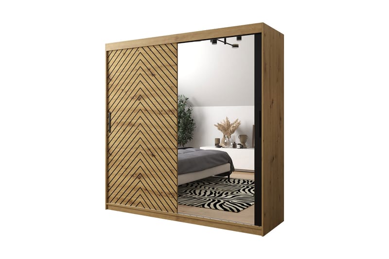 Garderobe 200 - Svart|Natur - Oppbevaring - Klesoppbevaring - Garderober & garderobesystem