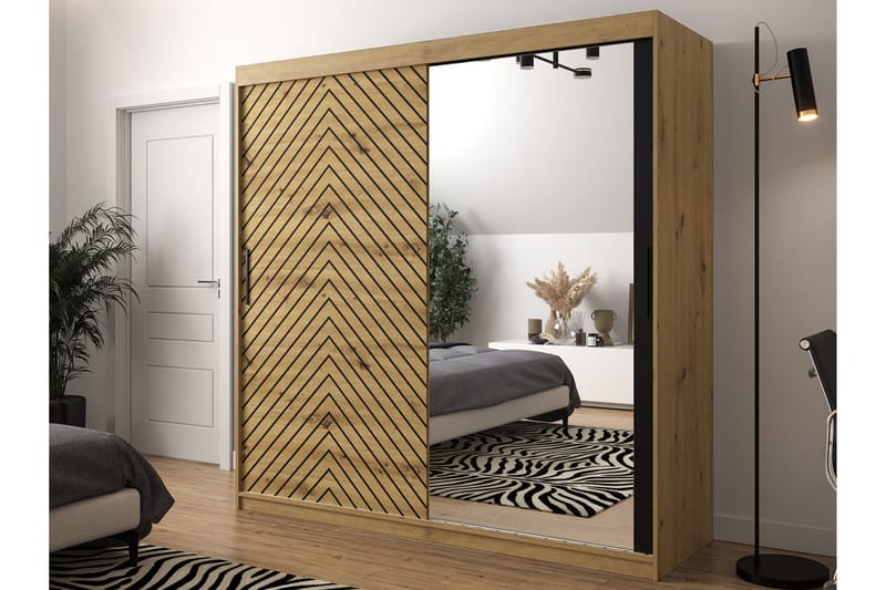 Garderobe 200 - Svart|Natur - Oppbevaring - Klesoppbevaring - Garderober & garderobesystem