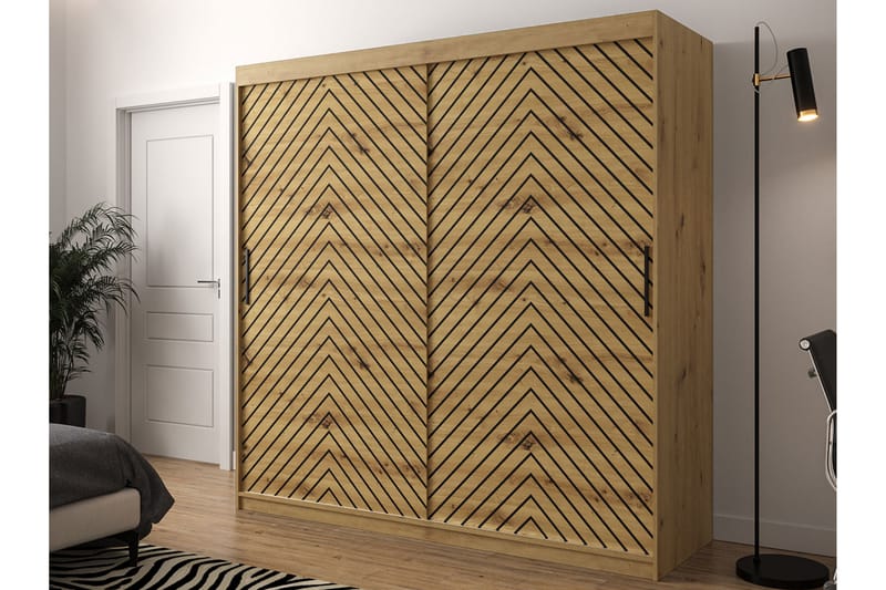 Garderobe 200 - Svart|Natur - Oppbevaring - Klesoppbevaring - Garderober & garderobesystem