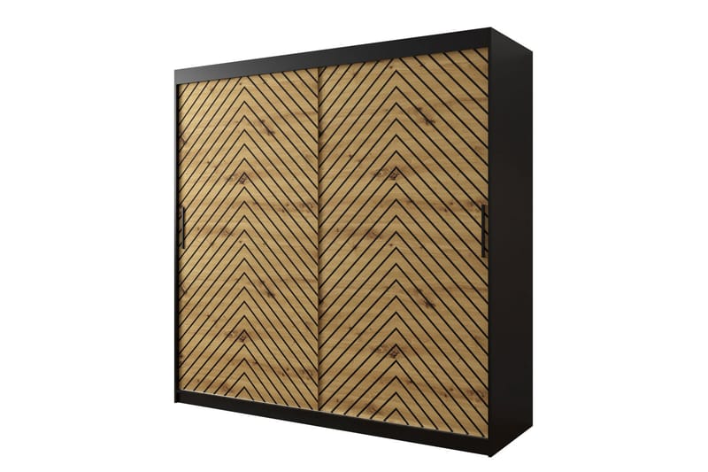 Garderobe 200 - Svart|Natur - Oppbevaring - Klesoppbevaring - Garderober & garderobesystem