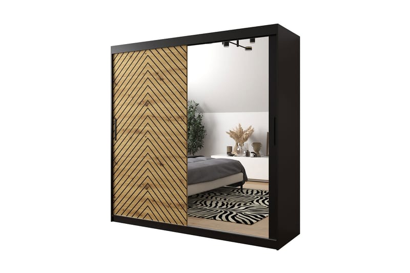 Garderobe 200 - Svart|Natur - Oppbevaring - Klesoppbevaring - Garderober & garderobesystem