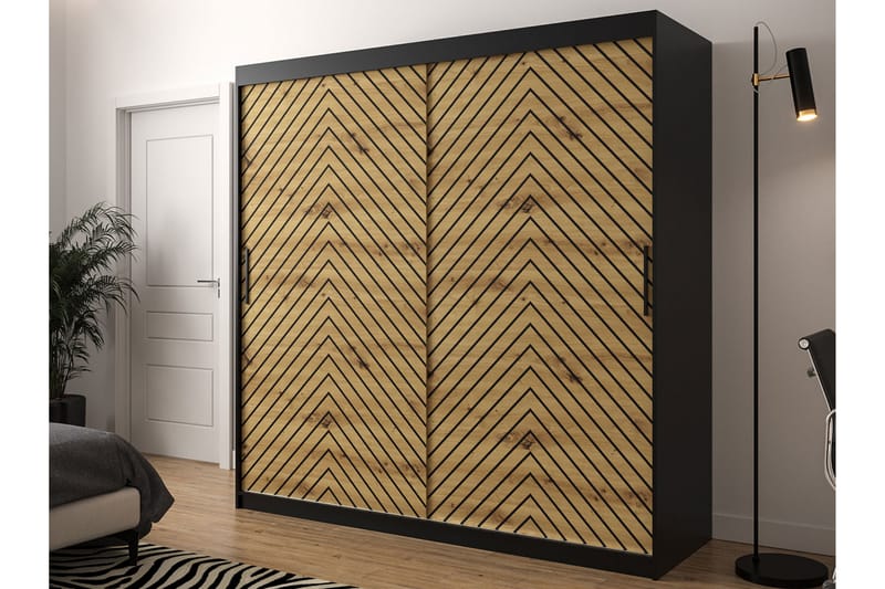 Garderobe 200 - Svart|Natur - Oppbevaring - Klesoppbevaring - Garderober & garderobesystem