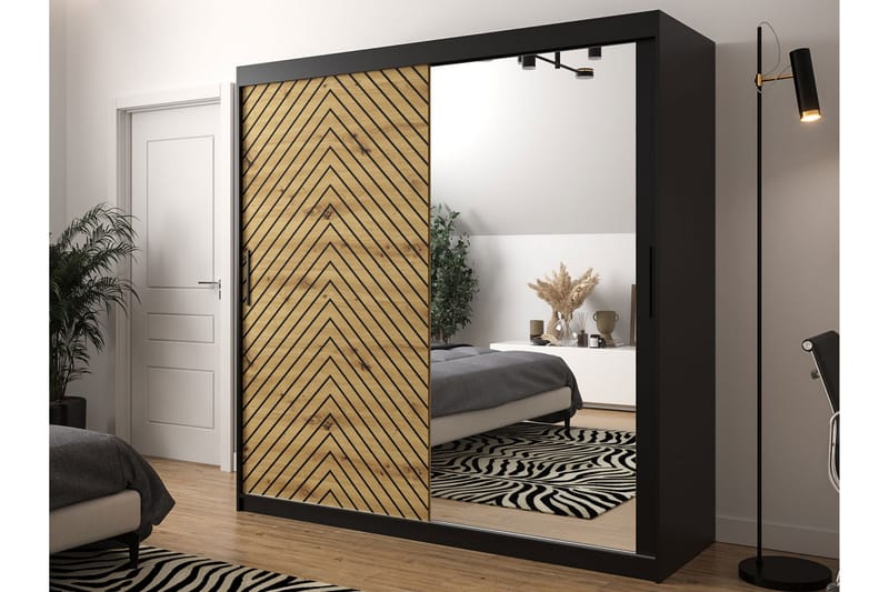 Garderobe 200 - Svart|Natur - Oppbevaring - Klesoppbevaring - Garderober & garderobesystem
