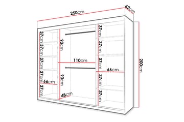 Garderobe 250 - Hvit|Svart - Oppbevaring - Klesoppbevaring - Garderober & garderobesystem