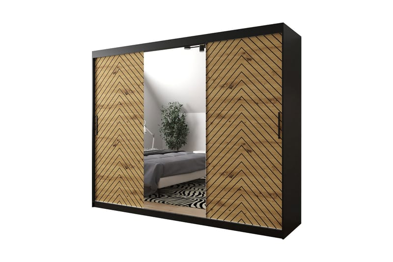 Garderobe 250 - Svart|Natur - Oppbevaring - Klesoppbevaring - Garderober & garderobesystem