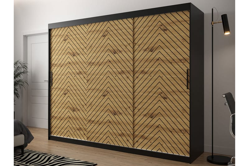 Garderobe 250 - Svart|Natur - Oppbevaring - Klesoppbevaring - Garderober & garderobesystem