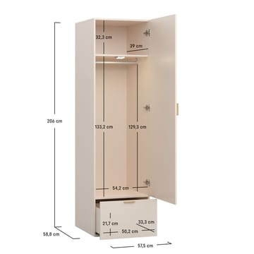 Garderobe 4 You Fresh 1 Dør - Sandbeige - Oppbevaring - Klesoppbevaring - Garderober & garderobesystem - Garderobeskap & klesskap