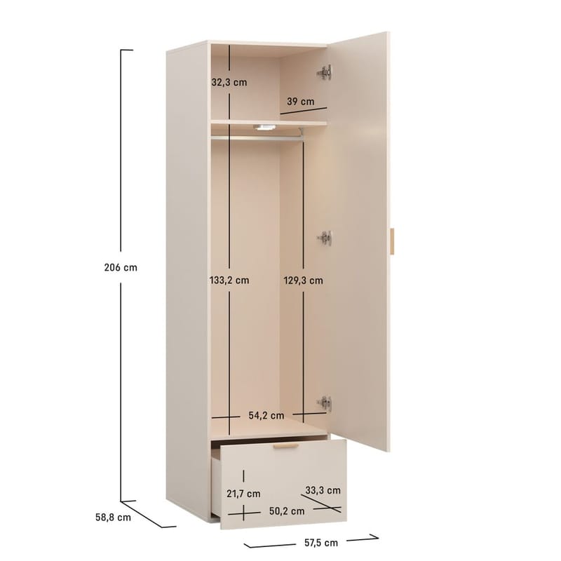 Garderobe 4 You Fresh 1 Dør - Sandbeige - Oppbevaring - Klesoppbevaring - Garderober & garderobesystem - Garderobeskap & klesskap