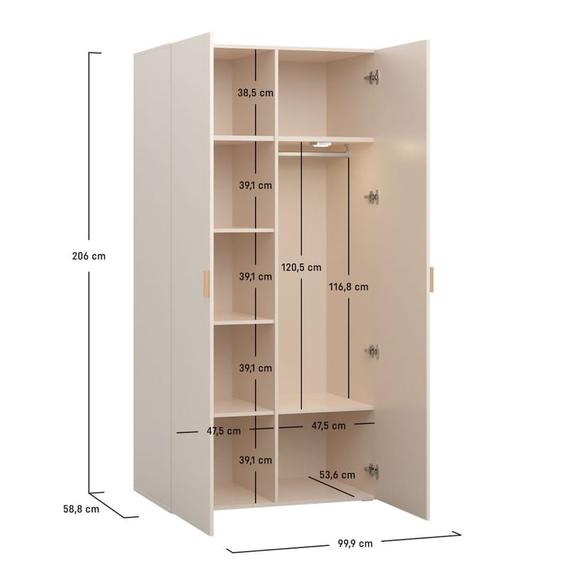 Garderobe 4 You Fresh 2 Dører - Sandbeige - Oppbevaring - Klesoppbevaring - Garderober & garderobesystem - Garderobeskap & klesskap