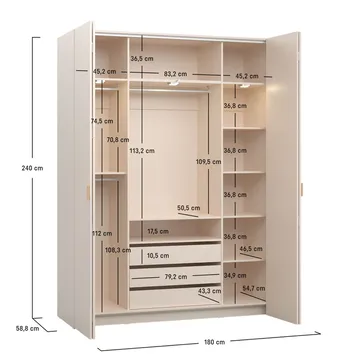 Garderobe 4 You Fresh 4 Dører - Eik, 240,6 cm - Oppbevaring - Klesoppbevaring - Garderober & garderobesystem - Garderobeskap & klesskap