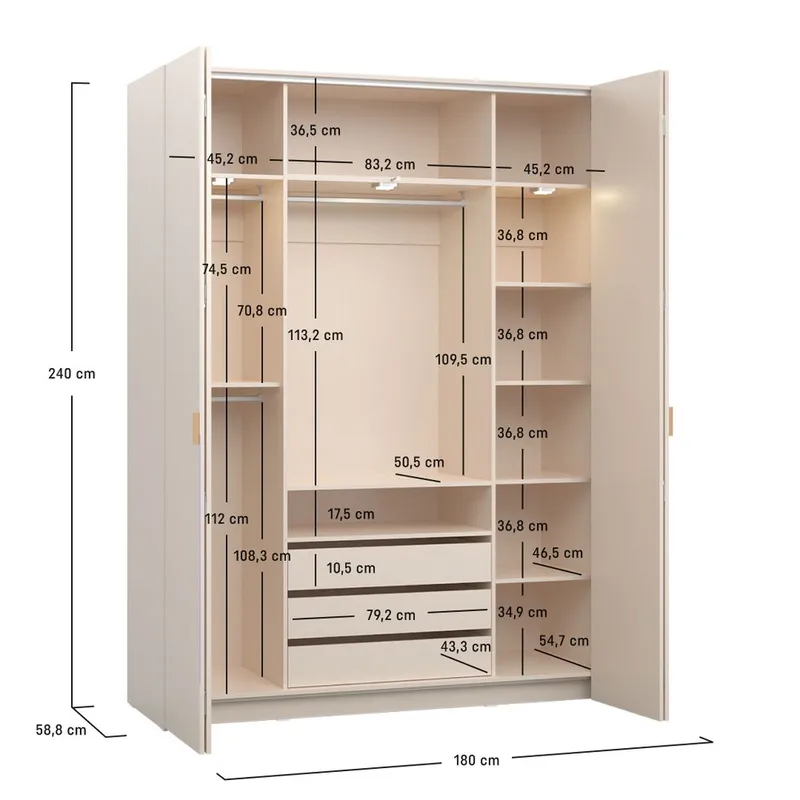 Garderobe 4 You Fresh 4 Dører - Eik, 240,6 cm - Oppbevaring - Klesoppbevaring - Garderober & garderobesystem - Garderobeskap & klesskap