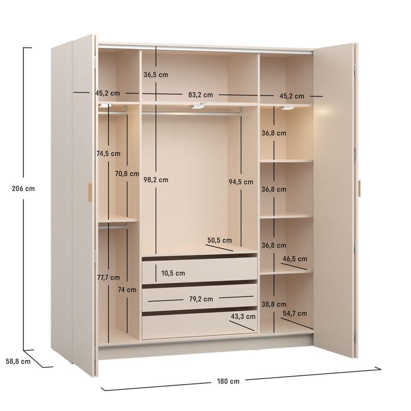 Garderobe 4 You Fresh 4 Dører - Sandbeige, 206 cm - Oppbevaring - Klesoppbevaring - Garderober & garderobesystem - Garderobeskap & klesskap