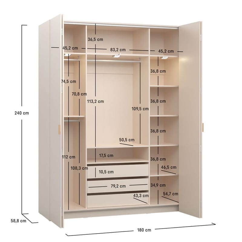 Garderobe 4 You Fresh 4 Dører - Sandbeige, 240,6 cm - Oppbevaring - Klesoppbevaring - Garderober & garderobesystem - Garderobeskap & klesskap