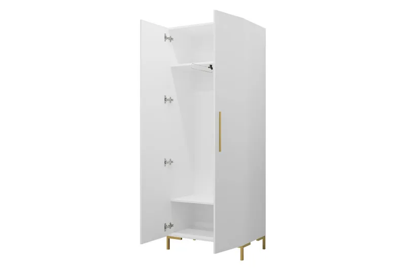 Garderobe 74 cm i Malt Tre - Hvit|Gull - Oppbevaring - Klesoppbevaring - Garderober & garderobesystem