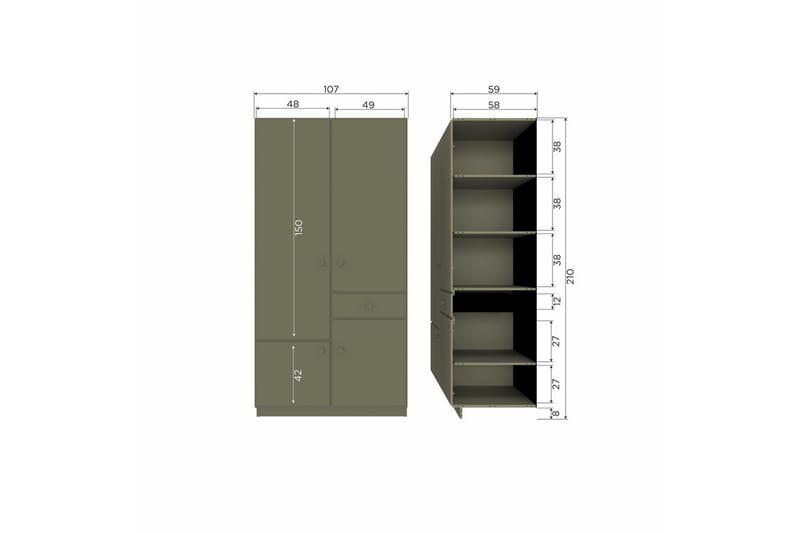Garderobe Alfie - 107 cm - Oppbevaring - Klesoppbevaring - Garderober & garderobesystem