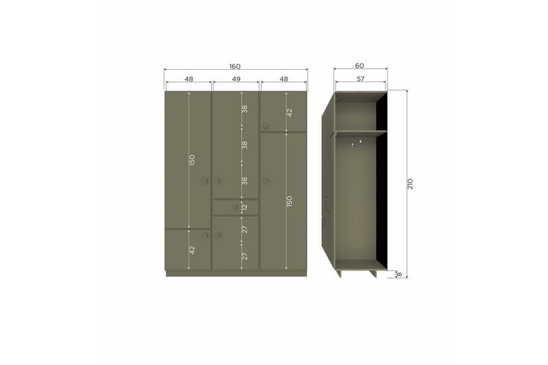 Garderobe Alfie - 160 cm - Oppbevaring - Klesoppbevaring - Garderober & garderobesystem