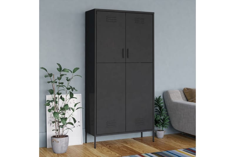 Garderobe antrasitt 90x50x180 cm stål - Antrasittgrå - Oppbevaring - Klesoppbevaring - Garderober & garderobesystem