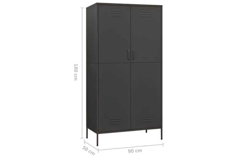 Garderobe antrasitt 90x50x180 cm stål - Antrasittgrå - Garderober & garderobesystem - Garderobeskap & klesskap