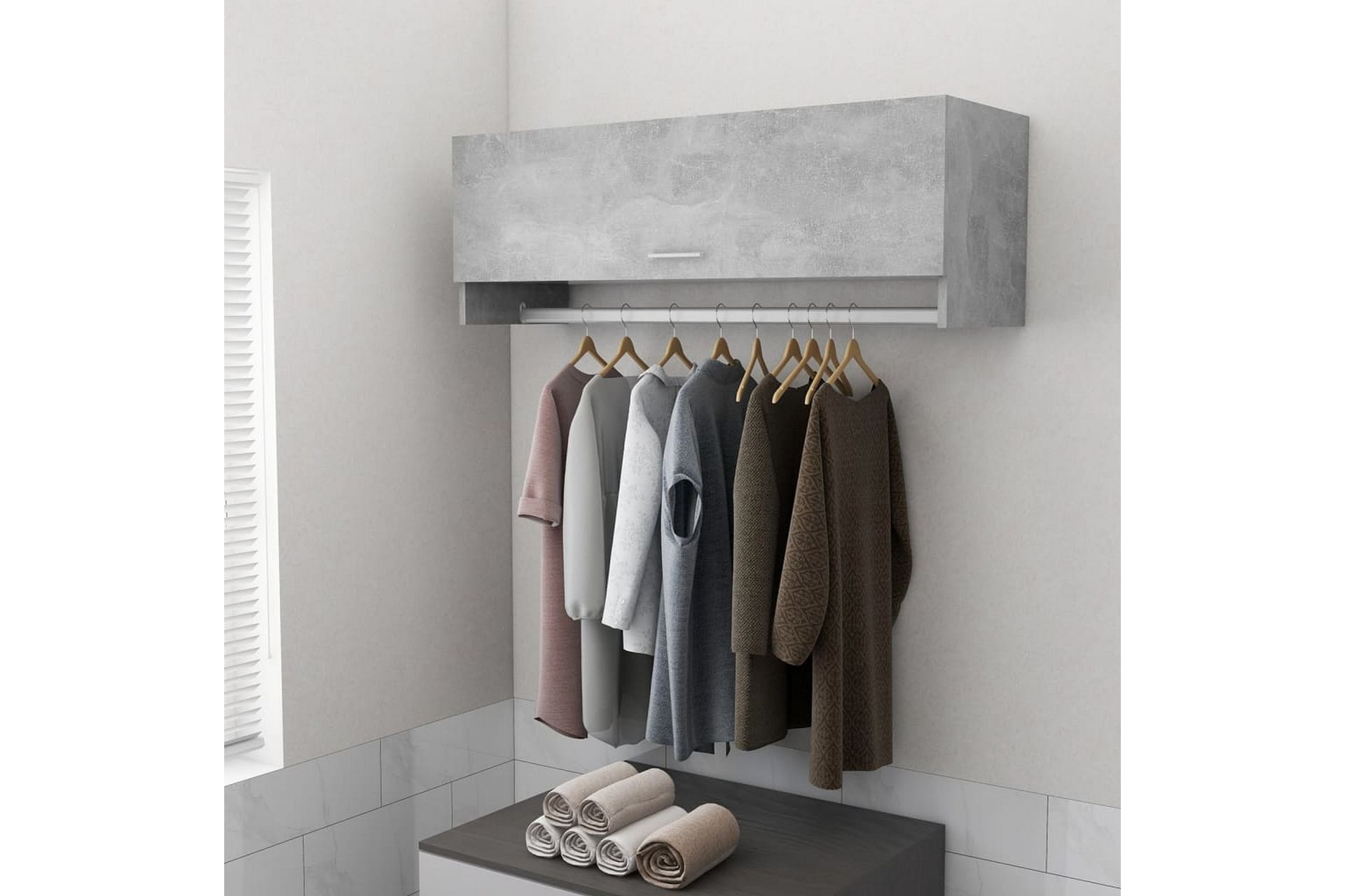 Garderobe betonggrå 100x32,5x35 cm sponplate - Grå - Oppbevaring - Klesoppbevaring - Garderober & garderobesystem