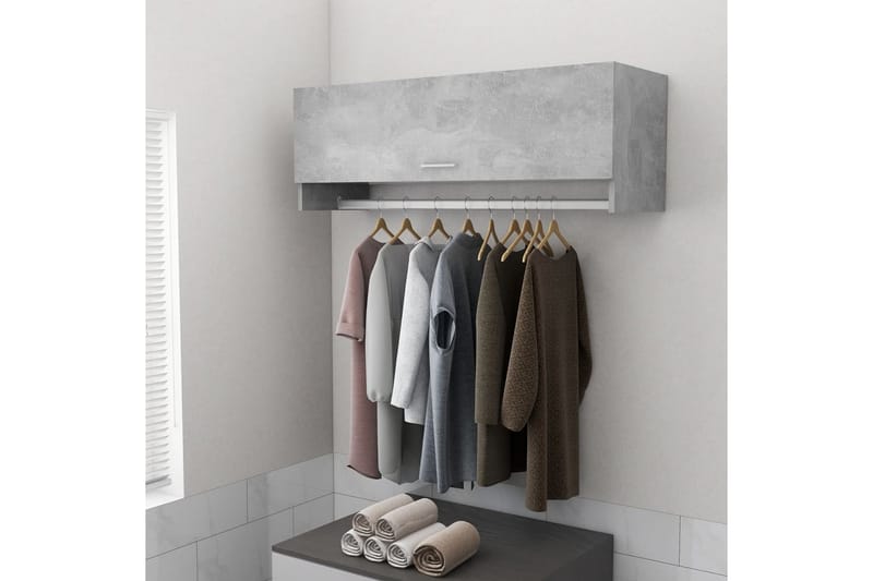 Garderobe betonggrå 100x32,5x35 cm sponplate - Grå - Garderober & garderobesystem - Garderobeskap & klesskap