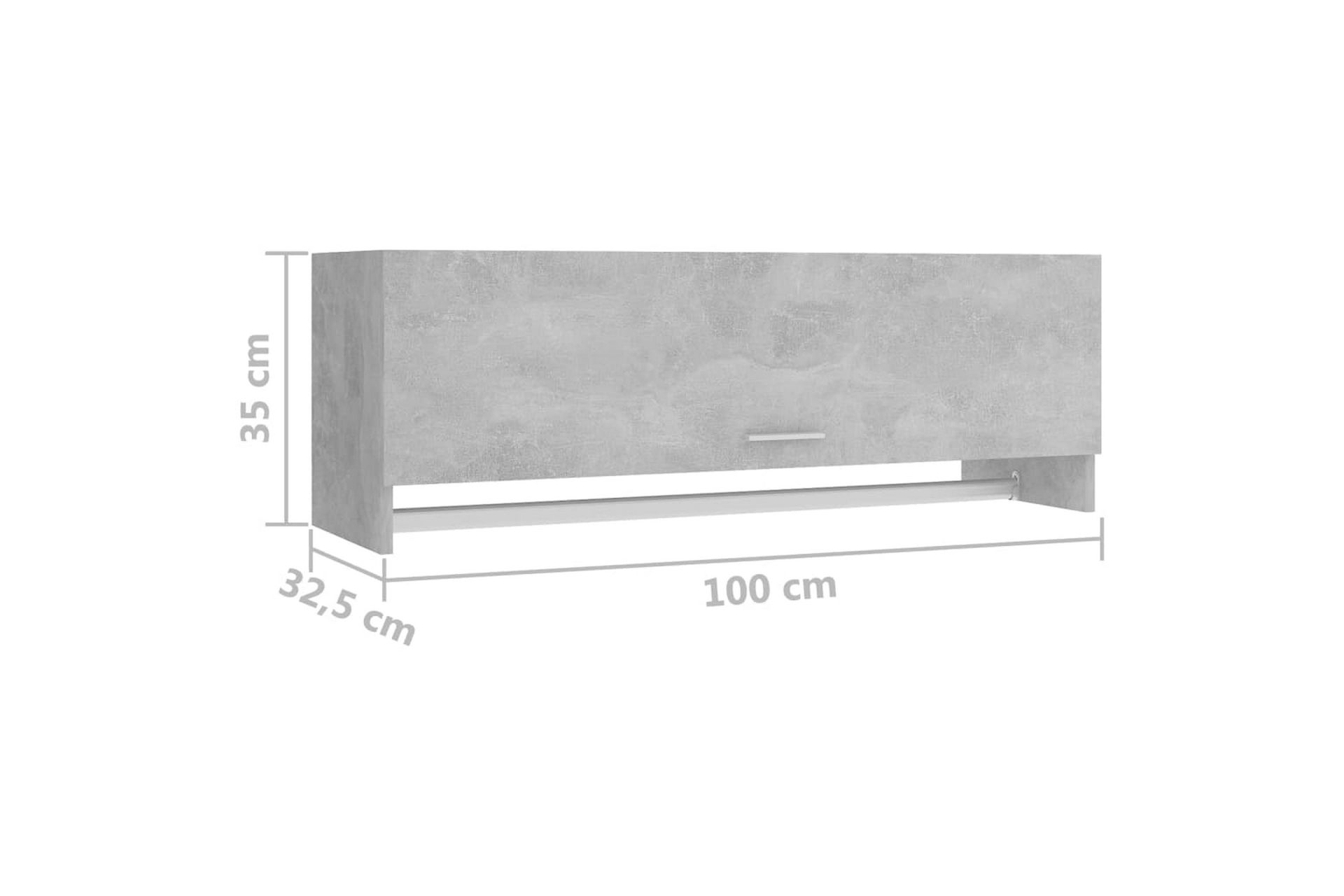 Garderobe betonggrå 100x32,5x35 cm sponplate - Grå - Oppbevaring - Klesoppbevaring - Garderober & garderobesystem