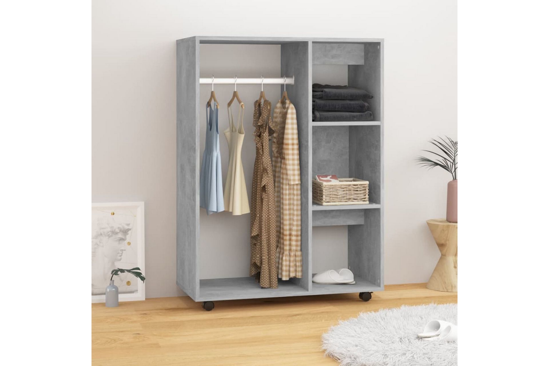Garderobe betonggrå 80x40x110 cm sponplate - Grå - Oppbevaring - Klesoppbevaring - Garderober & garderobesystem