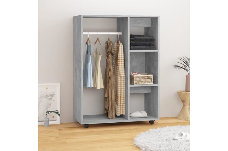 Garderobe betonggrå 80x40x110 cm sponplate - Grå - Oppbevaring - Klesoppbevaring - Garderober & garderobesystem