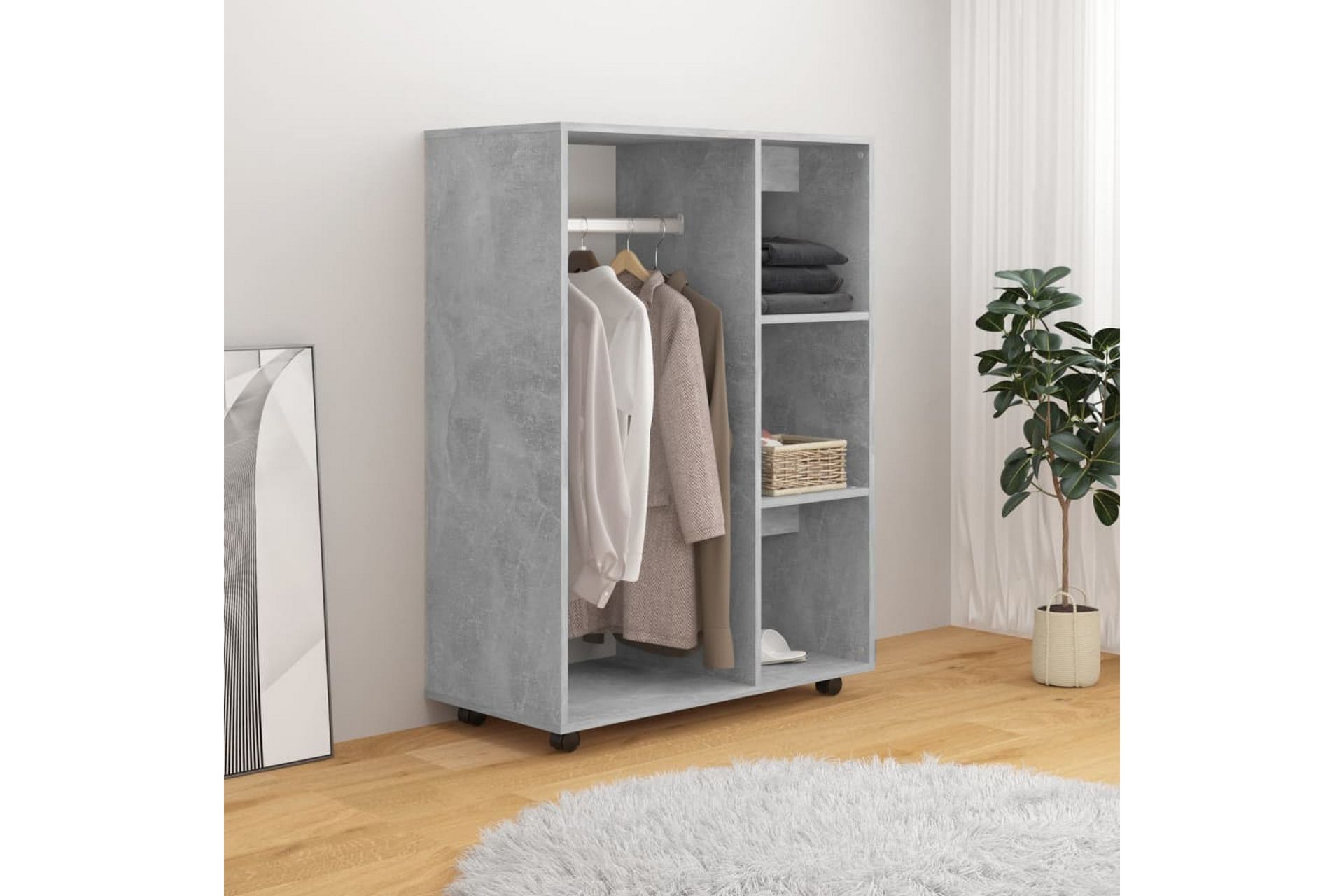 Garderobe betonggrå 80x40x110 cm sponplate - Grå - Oppbevaring - Klesoppbevaring - Garderober & garderobesystem
