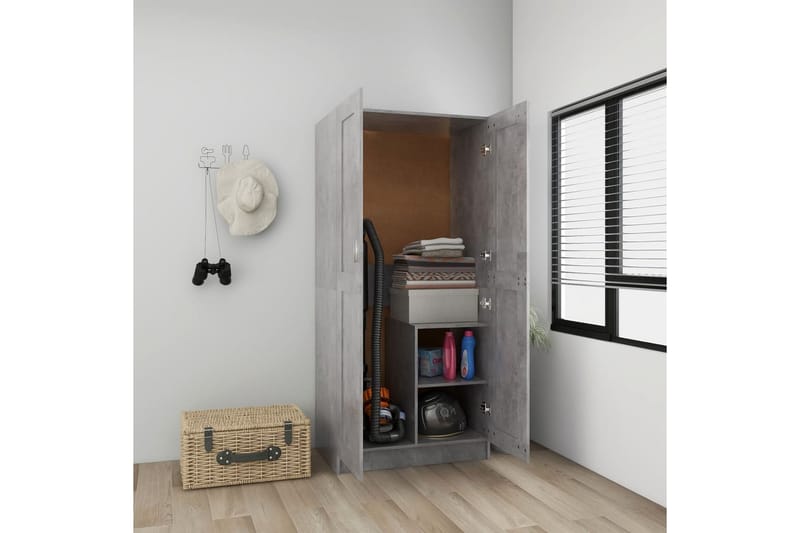 Garderobe betonggrå 82,5x51,5x180 cm sponplate - Grå - Oppbevaring - Klesoppbevaring - Garderober & garderobesystem