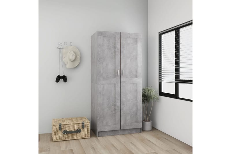 Garderobe betonggrå 82,5x51,5x180 cm sponplate - Grå - Oppbevaring - Klesoppbevaring - Garderober & garderobesystem