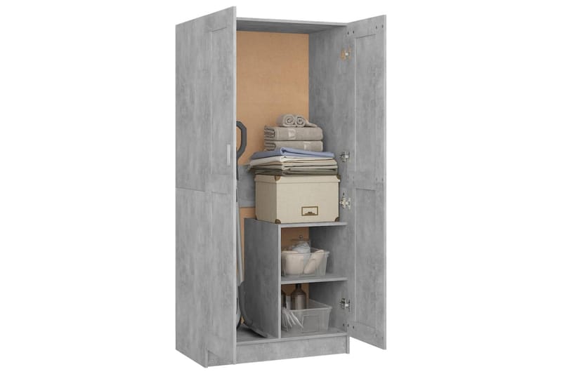 Garderobe betonggrå 82,5x51,5x180 cm sponplate - Grå - Oppbevaring - Klesoppbevaring - Garderober & garderobesystem