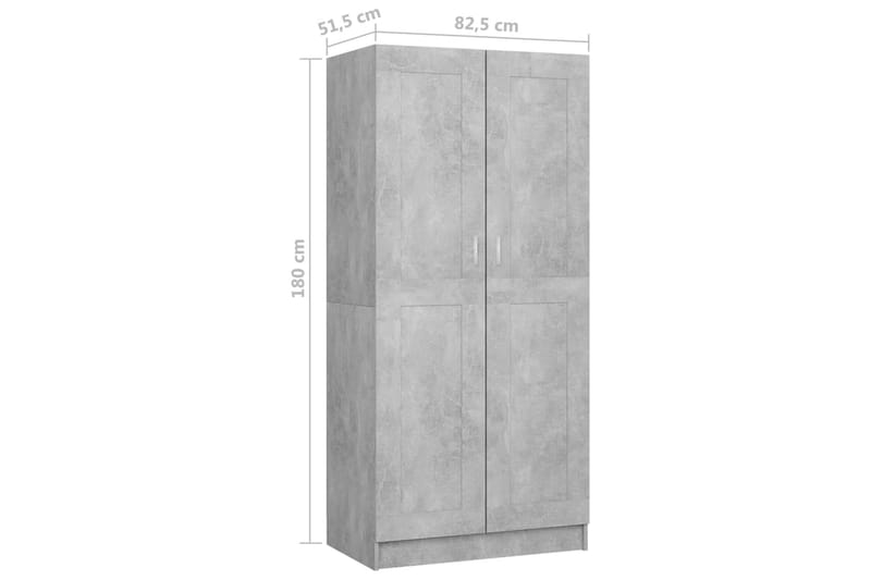 Garderobe betonggrå 82,5x51,5x180 cm sponplate - Grå - Oppbevaring - Klesoppbevaring - Garderober & garderobesystem