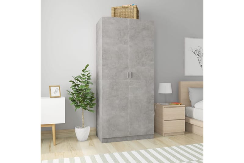 Garderobe betonggrå 90x52x200 cm sponplate - Oppbevaring - Klesoppbevaring - Garderober & garderobesystem