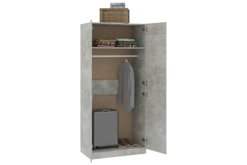Garderobe betonggrå 90x52x200 cm sponplate - Oppbevaring - Klesoppbevaring - Garderober & garderobesystem